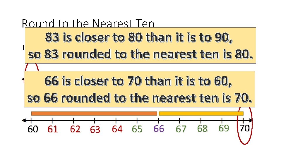 Round to the Nearest Ten 83 is closer to 80 than it is to