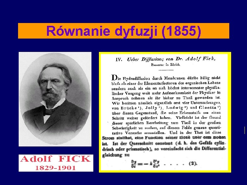 Równanie dyfuzji (1855) 