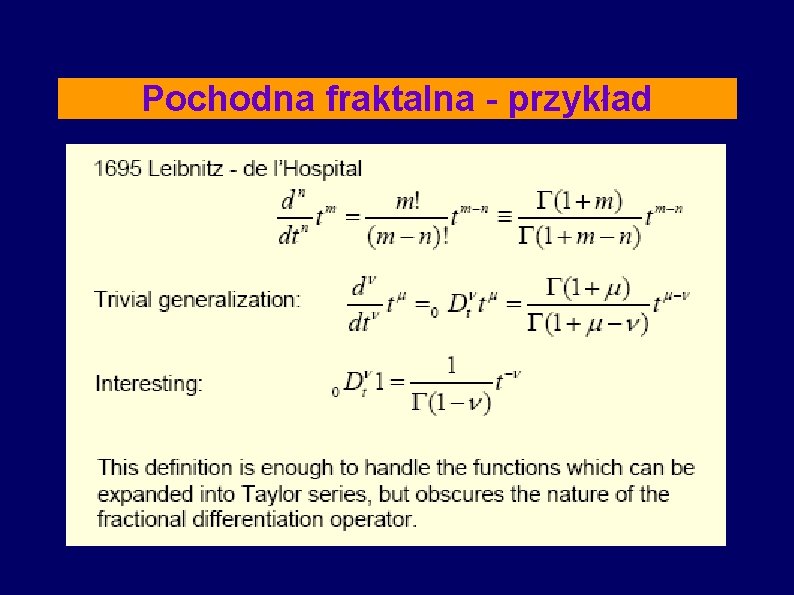 Pochodna fraktalna - przykład 