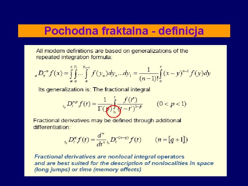 Pochodna fraktalna - definicja 