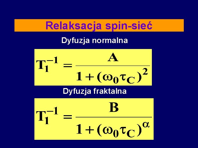 Relaksacja spin-sieć Dyfuzja normalna Dyfuzja fraktalna 