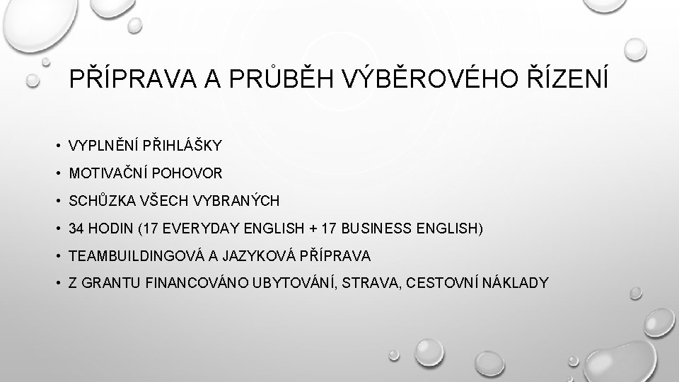 PŘÍPRAVA A PRŮBĚH VÝBĚROVÉHO ŘÍZENÍ • VYPLNĚNÍ PŘIHLÁŠKY • MOTIVAČNÍ POHOVOR • SCHŮZKA VŠECH