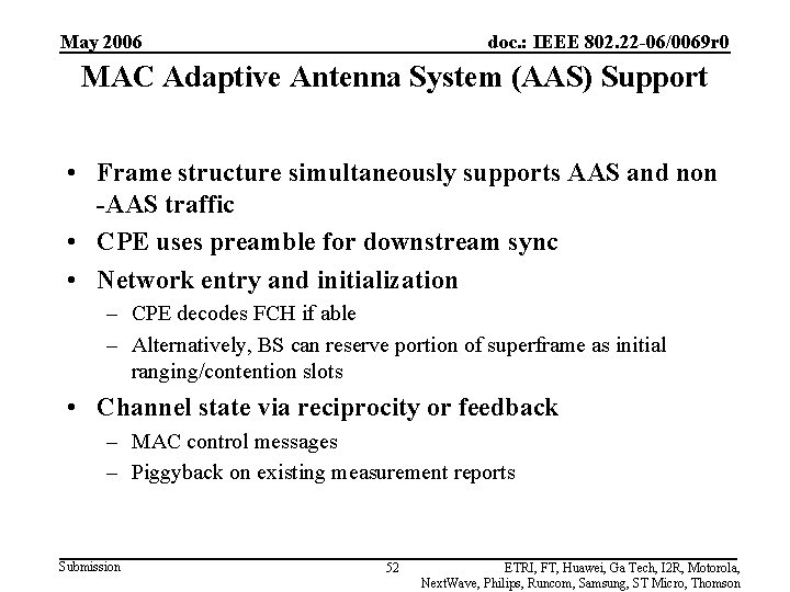 May 2006 doc. : IEEE 802. 22 -06/0069 r 0 MAC Adaptive Antenna System