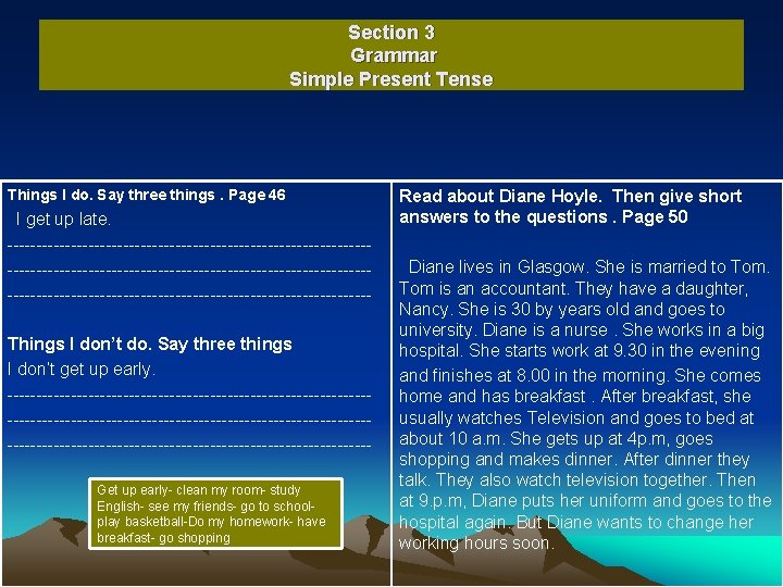 Section 3 Grammar Simple Present Tense Conjugation work