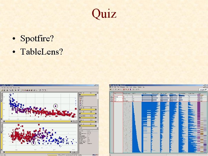 Quiz • Spotfire? • Table. Lens? 