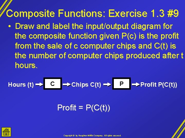 Composite Functions: Exercise 1. 3 #9 • Draw and label the input/output diagram for