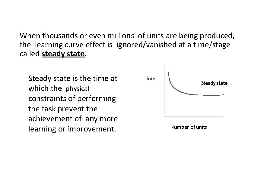 When thousands or even millions of units are being produced, the learning curve effect