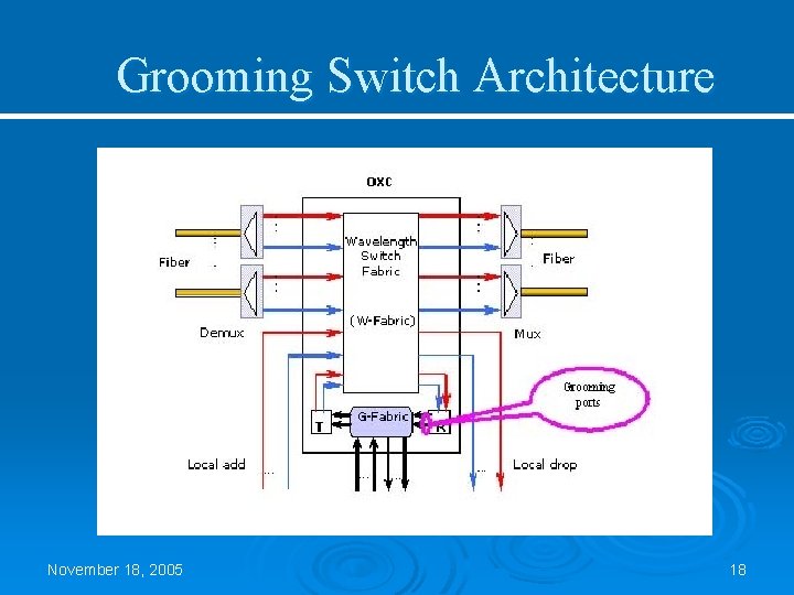 Grooming Switch Architecture November 18, 2005 18 