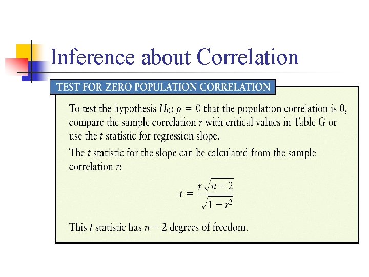 Inference about Correlation 