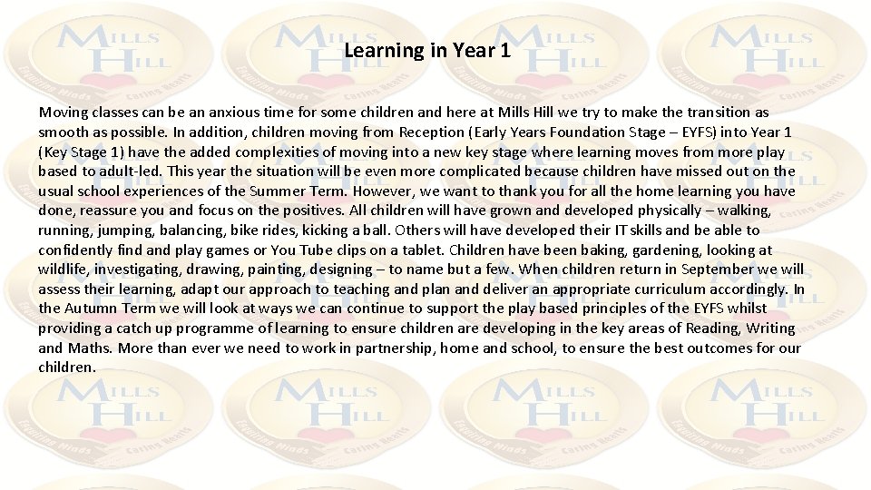 Learning in Year 1 Moving classes can be an anxious time for some children