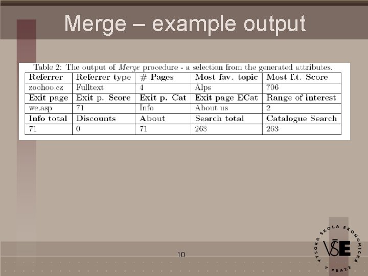 Merge – example output 10 