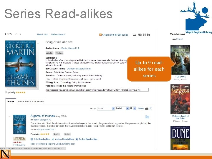 Series Read-alikes Up to 9 readalikes for each series 