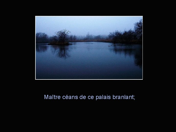 Maître céans de ce palais branlant; 