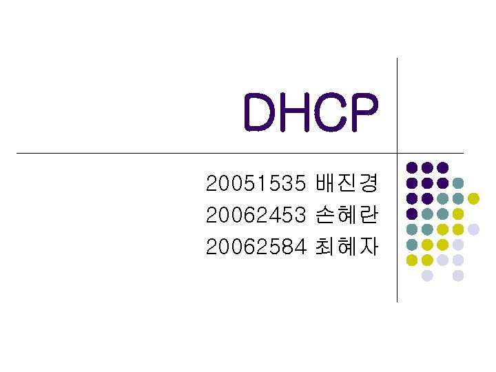 DHCP 20051535 배진경 20062453 손혜란 20062584 최혜자 