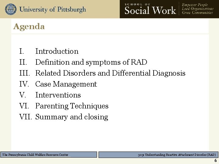 Agenda I. III. IV. V. VII. Introduction Definition and symptoms of RAD Related Disorders
