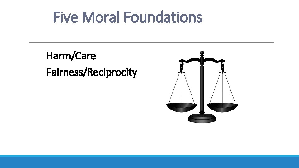Five Moral Foundations Harm/Care Fairness/Reciprocity 