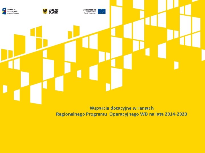 Wsparcie dotacyjne w ramach Regionalnego Programu Operacyjnego WD na lata 2014 -2020 