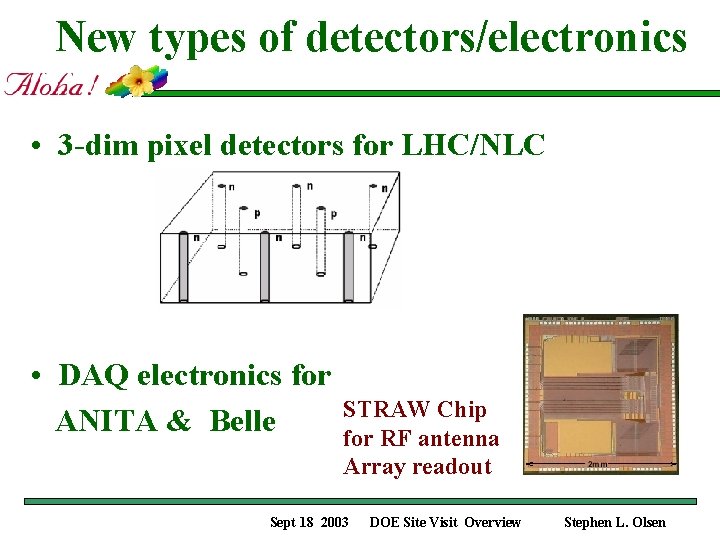New types of detectors/electronics • 3 -dim pixel detectors for LHC/NLC • DAQ electronics