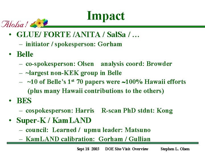 Impact • GLUE/ FORTE /ANITA / Sal. Sa / … – initiator / spokesperson: