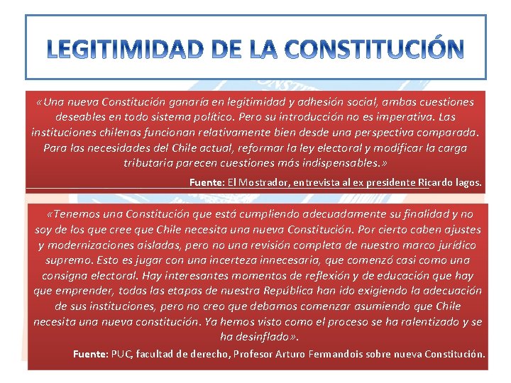  «Una nueva Constitución ganaría en legitimidad y adhesión social, ambas cuestiones deseables en