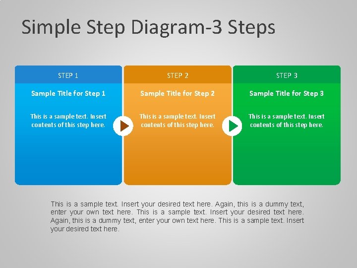 Simple Step Diagram-3 Steps STEP 1 STEP 2 STEP 3 Sample Title for Step