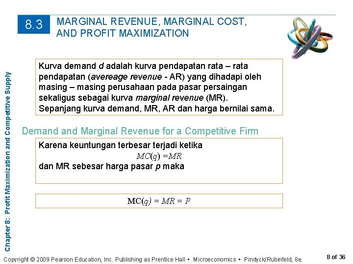 Chapter 8: Profit Maximization and Competitive Supply 8. 3 MARGINAL REVENUE, MARGINAL COST, AND