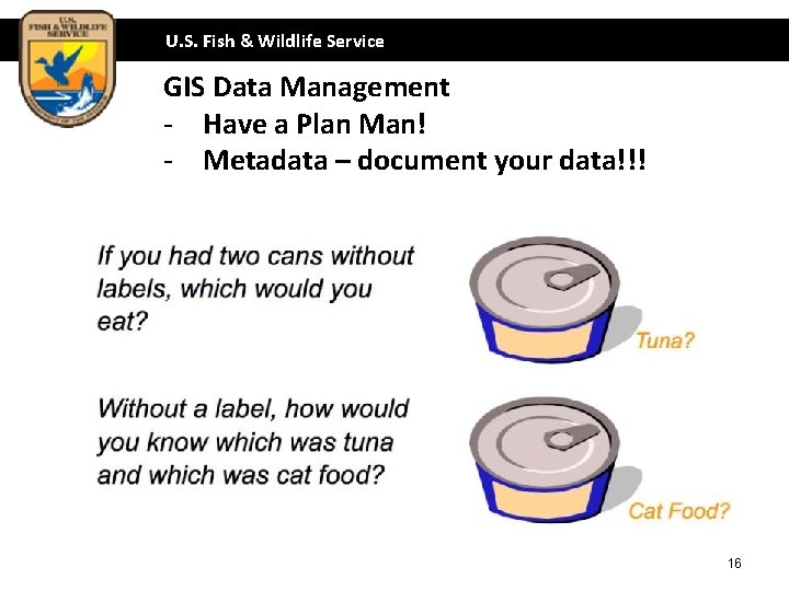 U. S. Fish & Wildlife Service GIS Data Management - Have a Plan Man!