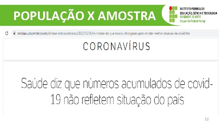 POPULAÇÃO X AMOSTRA 12 