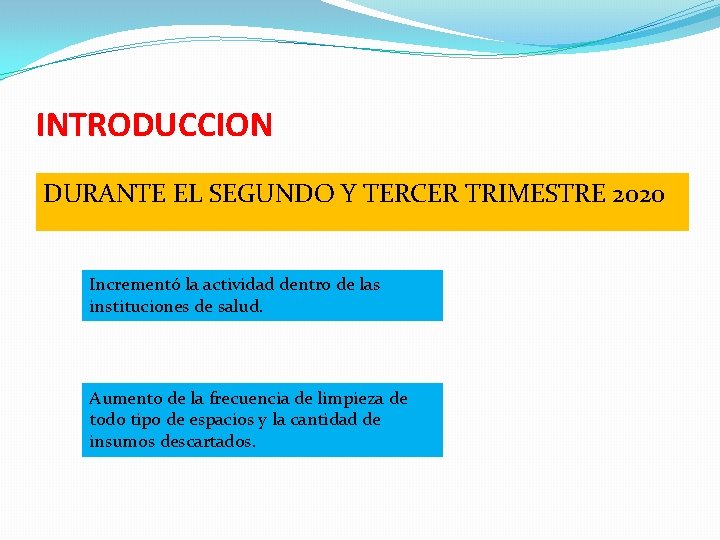 INTRODUCCION DURANTE EL SEGUNDO Y TERCER TRIMESTRE 2020 Incrementó la actividad dentro de las