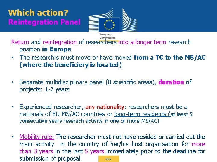 Which action? Reintegration Panel Return and reintegration of researchers into a longer term research