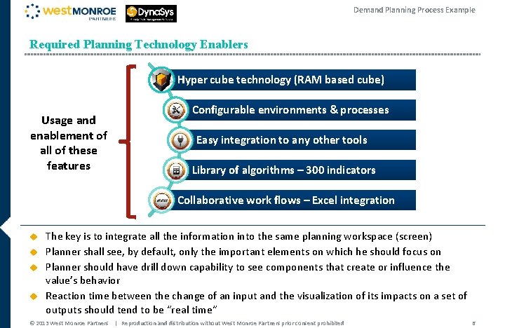 Demand Planning Process Example Required Planning Technology Enablers Hyper cube technology (RAM based cube) Demand Planning Process Example Required Planning Technology Enablers Hyper cube technology (RAM based cube)