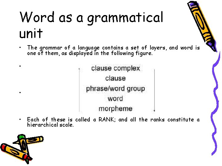 Word as a grammatical unit • The grammar of a language contains a set