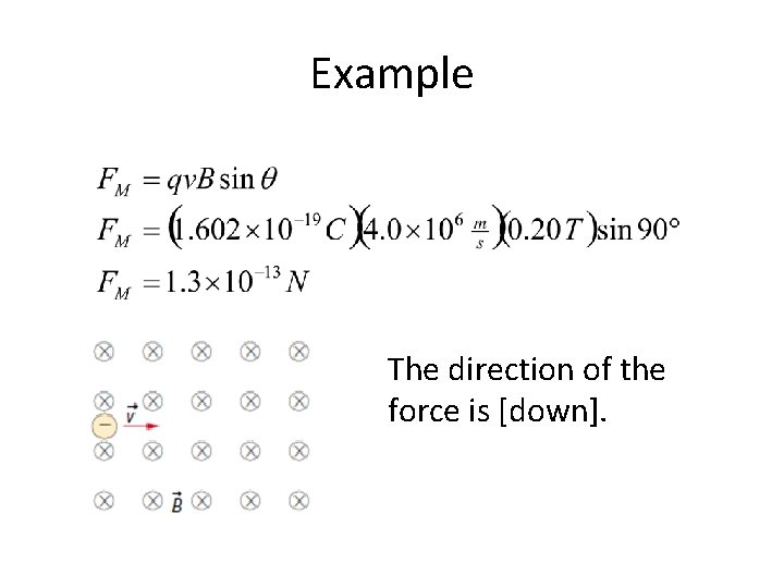 Example The direction of the force is [down]. 