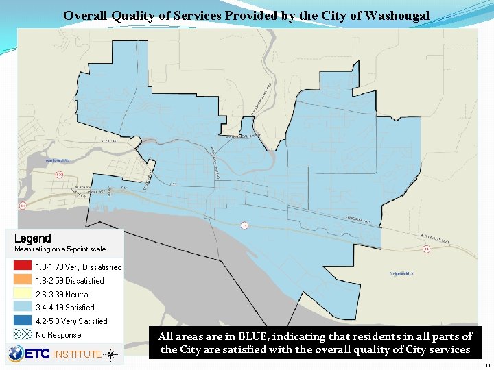 Overall Quality of Services Provided by the City of Washougal Legend Mean rating on