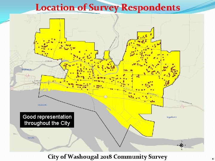 Location of Survey Respondents Good representation throughout the City of Washougal 2018 Community Survey