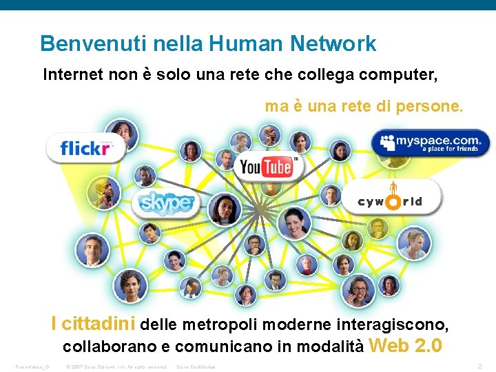 Benvenuti nella Human Network Internet non è solo una rete che collega computer, ma