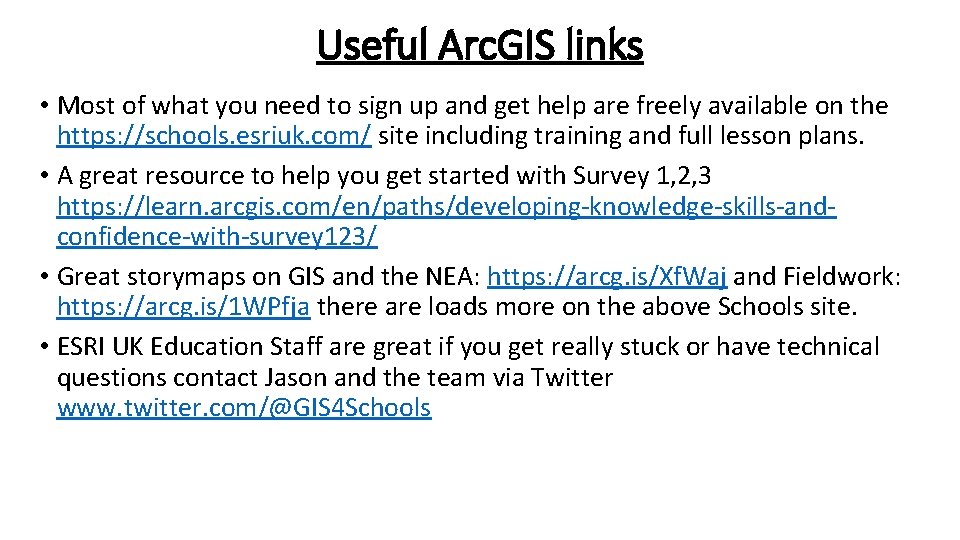 Useful Arc. GIS links • Most of what you need to sign up and