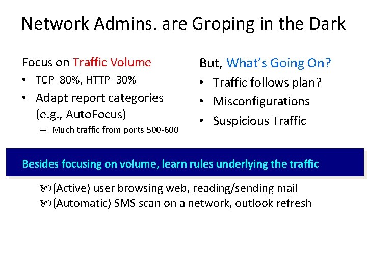 Network Admins. are Groping in the Dark Focus on Traffic Volume But, What’s Going