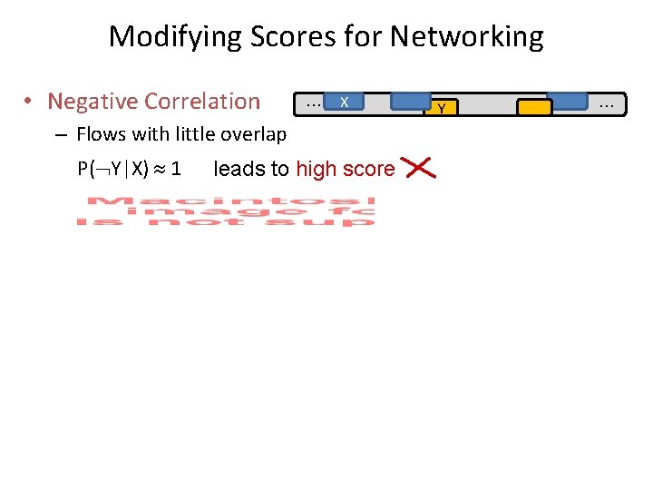 Modifying Scores for Networking • Negative Correlation … X – Flows with little overlap