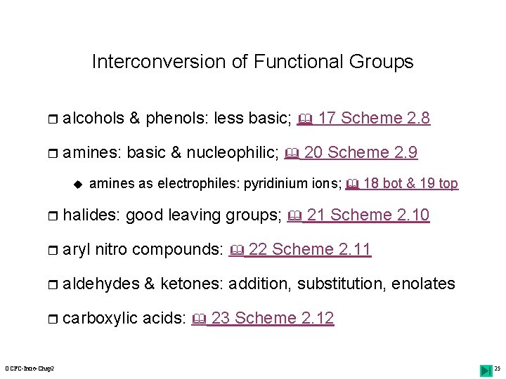 Interconversion of Functional Groups r alcohols & phenols: less basic; 17 Scheme 2. 8