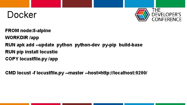 Docker FROM node: 8 -alpine WORKDIR /app RUN apk add --update python-dev py-pip build-base