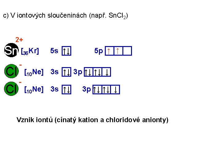 c) V iontových sloučeninách (např. Sn. Cl 2) 2+ Sn [ - 36 Kr]