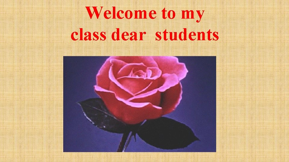 Welcome to my class dear students Presentation conducted