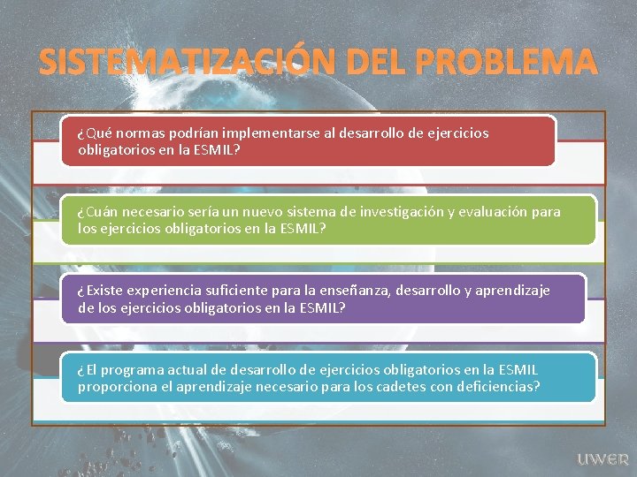 SISTEMATIZACIÓN DEL PROBLEMA ¿Qué normas podrían implementarse al desarrollo de ejercicios obligatorios en la