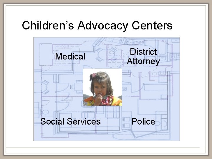 Children’s Advocacy Centers Medical District Attorney Social Services Police 