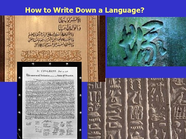 How to Write Down a Language? Roots of Language 