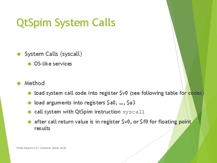 Qt. Spim System Calls (syscall) OS-like services Method load system call code into register