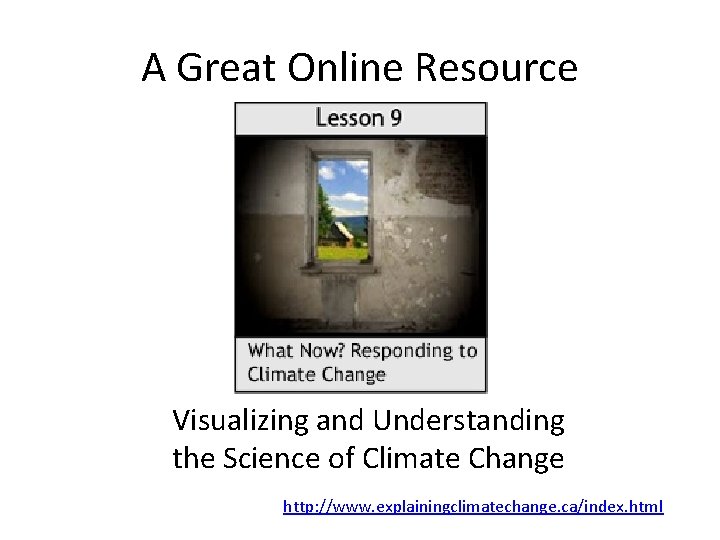 A Great Online Resource Visualizing and Understanding the Science of Climate Change http: //www.