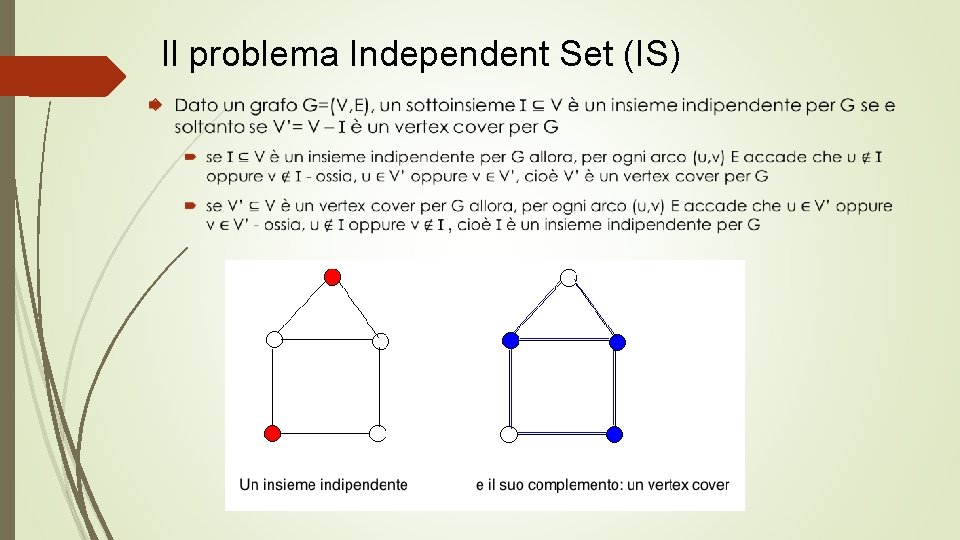 Il problema Independent Set (IS) 