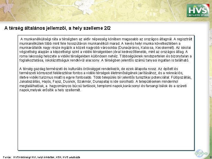 A térség általános jellemzői, a hely szelleme 2/2 A munkanélküliségi ráta a térségben az